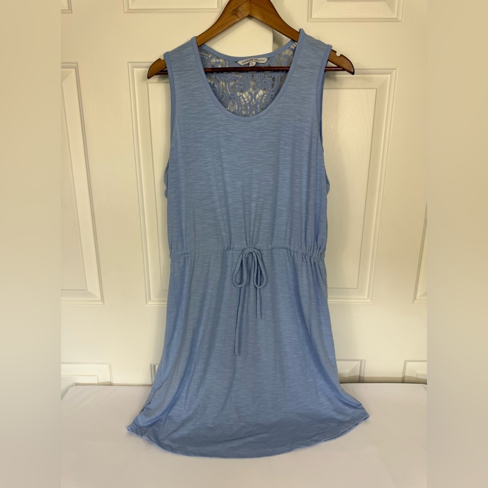 Adrienne Vitadini Periwinkle Sleeveless Dress W/ Crochet Lace Back And Stretch